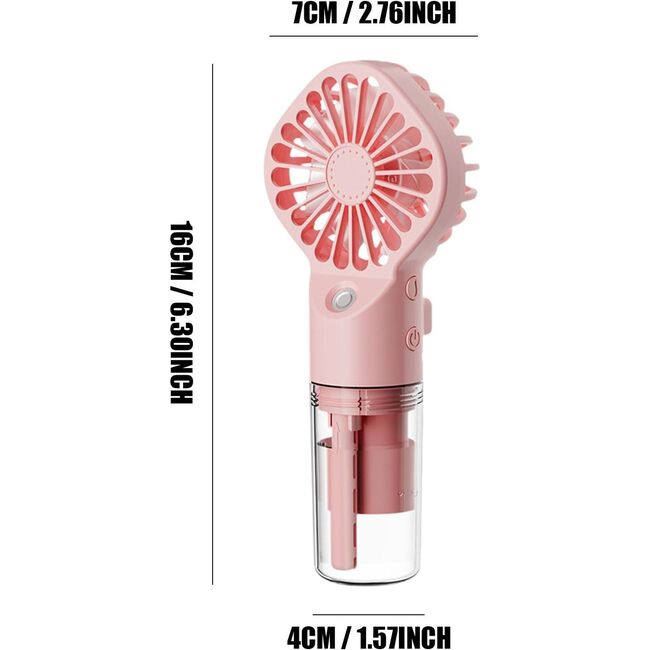 Ventilator portabil 2 in 1 cu umidificator, reincarcabil, 4 viteze, silentios, roz