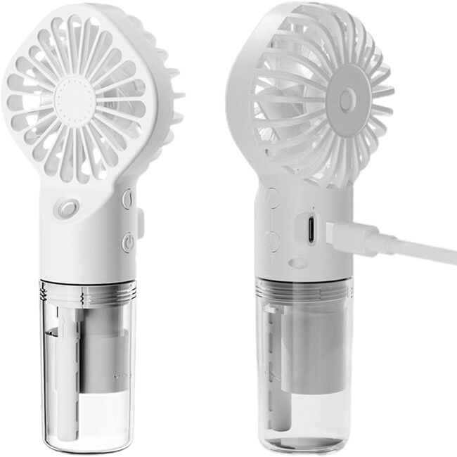 Ventilator portabil 2 in 1 cu umidificator, reincarcabil, 4 viteze, silentios, alb