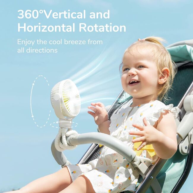 Ventilator portabil cu tripod flexibil octopus, reglabil 360 grade, 3 viteze, diametru 11 cm, reincarcabil, alb