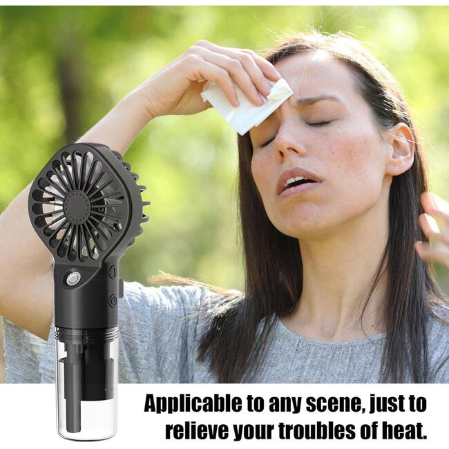 Ventilator portabil 2 in 1 cu umidificator, reincarcabil, 4 viteze, silentios, negru
