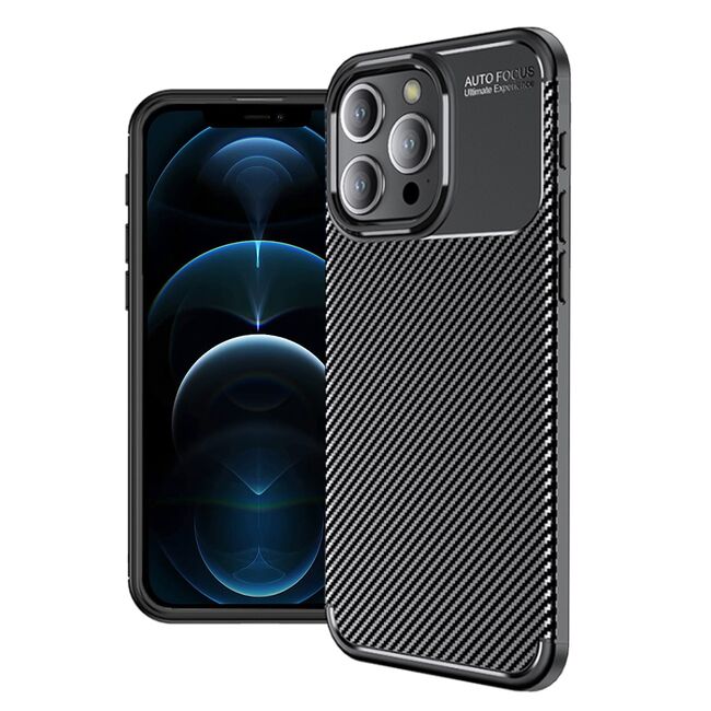 Husa iPhone 12 Pro Max Techsuit CarbonFiber, negru