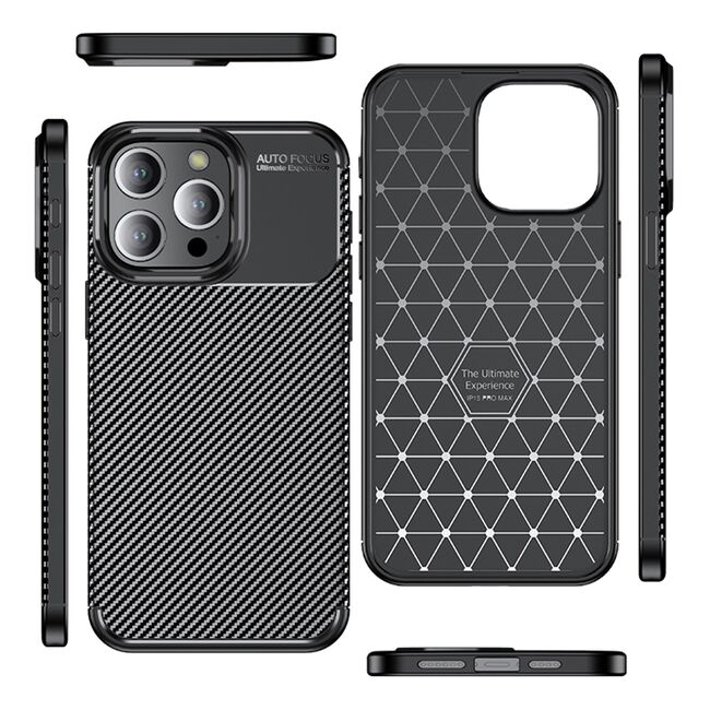 Husa iPhone 13 Pro Techsuit CarbonFiber, negru