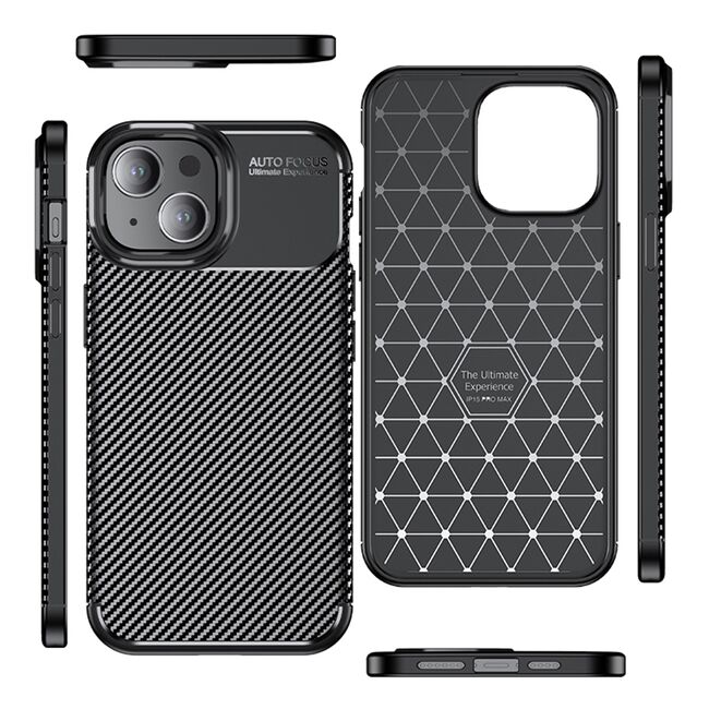Husa iPhone 15 Techsuit CarbonFiber, negru