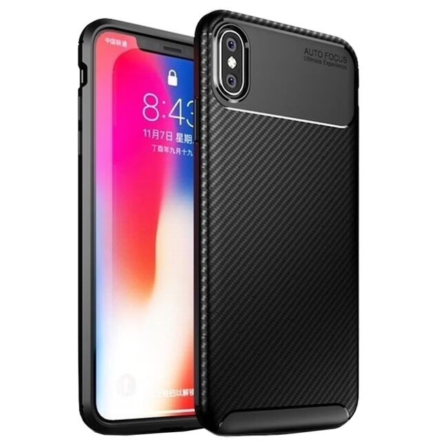 Husa iPhone X, iPhone 10 Techsuit CarbonFiber, negru