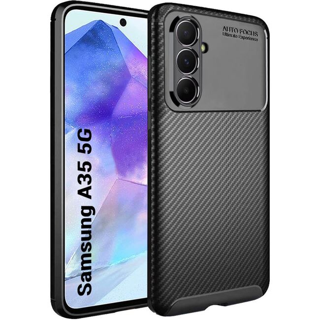 Husa Samsung Galaxy A35 5G Techsuit CarbonFiber, negru