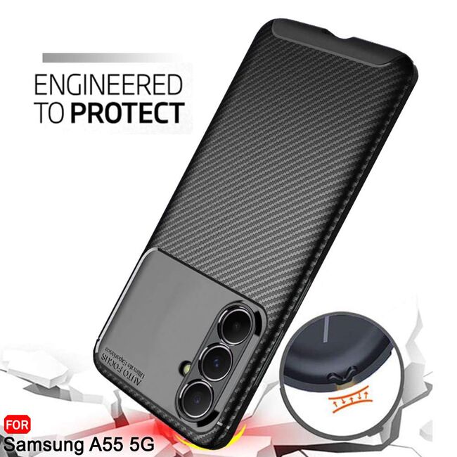 Husa Samsung Galaxy A55 5G Techsuit CarbonFiber, negru