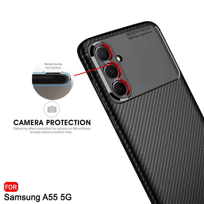 Husa Samsung Galaxy A55 5G Techsuit CarbonFiber, negru