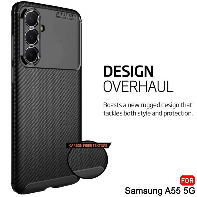 Husa Samsung Galaxy A55 5G Techsuit CarbonFiber, negru