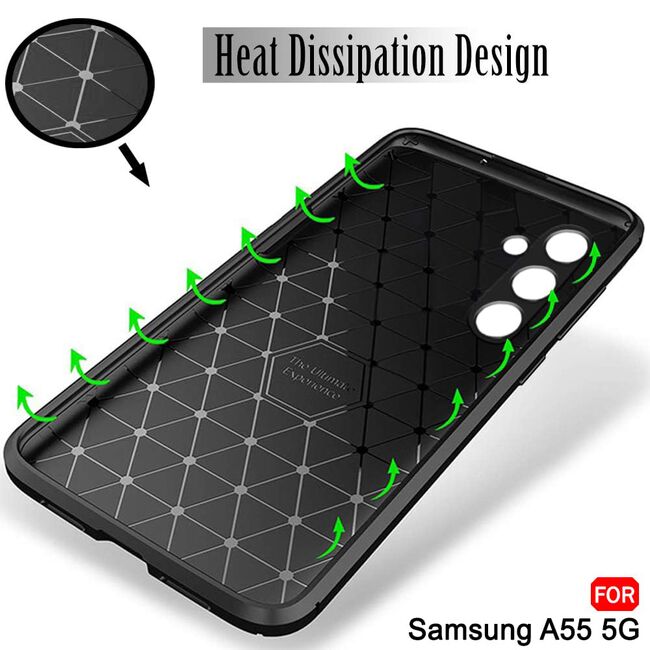 Husa Samsung Galaxy A55 5G Techsuit CarbonFiber, negru