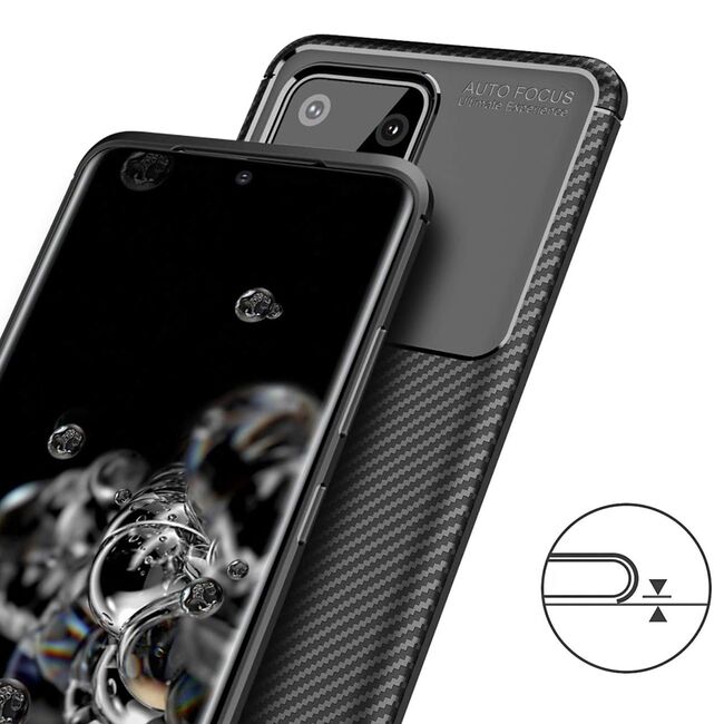 Husa Samsung Galaxy S20 Ultra Techsuit CarbonFiber, negru