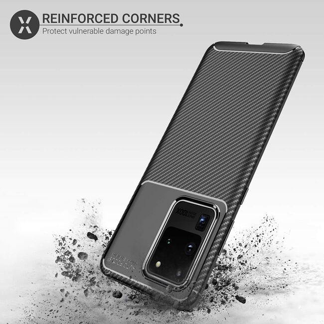 Husa Samsung Galaxy S20 Ultra Techsuit CarbonFiber, negru