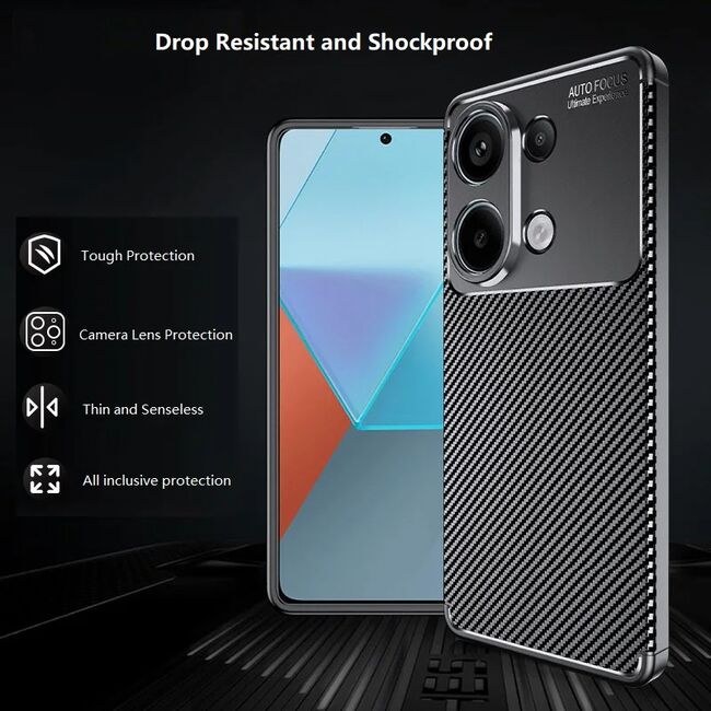 Husa Xiaomi Poco X6 Pro Techsuit CarbonFiber, negru
