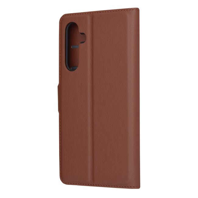 Husa pentru  Samsung Galaxy A54 5G tip carte cu inchidere magnetica, compartimente pentru carduri si functie stand, maro