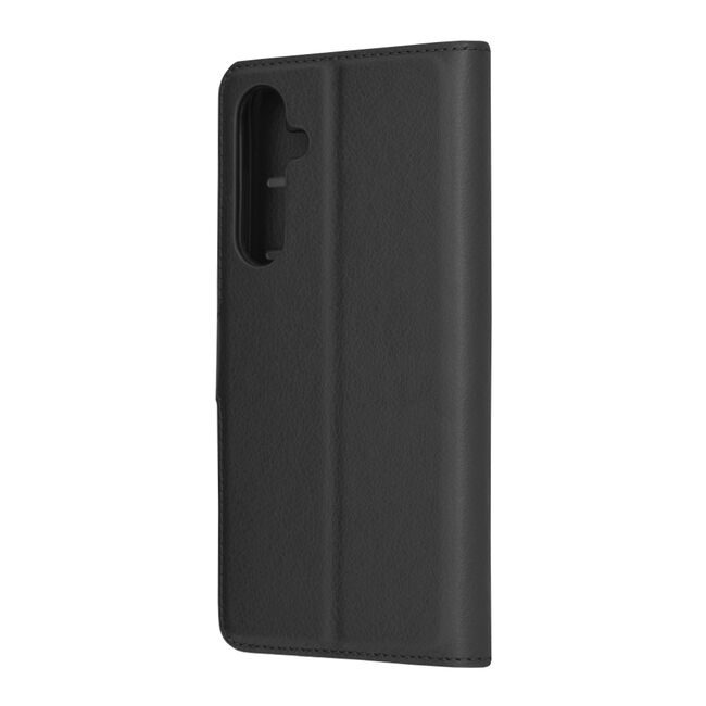 Husa pentru  Samsung Galaxy A55 tip carte cu inchidere magnetica, compartimente pentru carduri si functie stand, negru