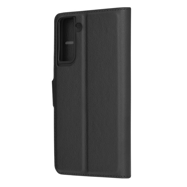 Husa pentru Samsung Galaxy S21 5G  tip carte cu inchidere magnetica, compartimente pentru carduri si functie stand, negru