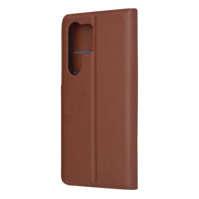 Husa pentru  Samsung Galaxy S23 Ultra 5G tip carte cu inchidere magnetica, compartimente pentru carduri si functie stand, maro