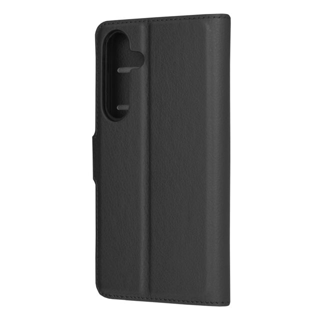 Husa pentru  Samsung Galaxy S24 tip carte cu inchidere magnetica, compartimente pentru carduri si functie stand, negru