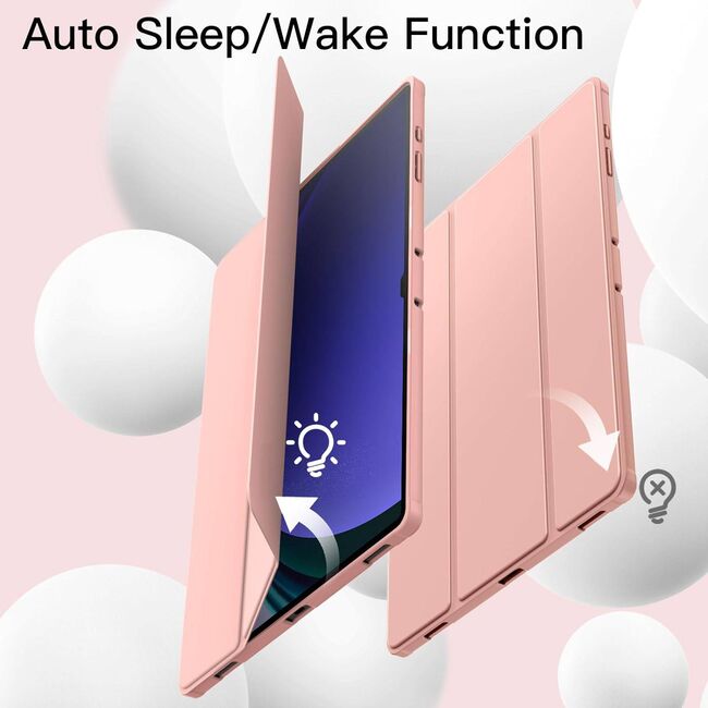Husa pentru Samsung Galaxy Tab S10 Ultra / S9 Ultra 14.6 inch Soft Shell UltraSlim tip stand, functie sleep/wake-up si slot pentru S-Pen, rose gold