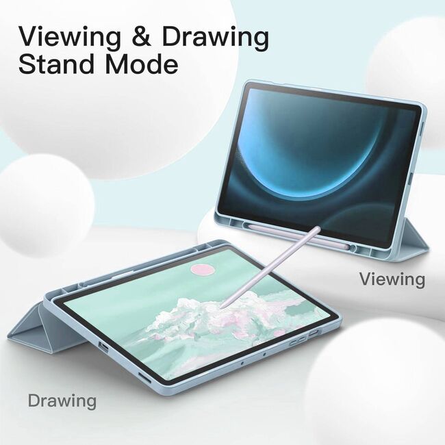 Husa pentru Samsung Galaxy Tab S10 Ultra / S9 Ultra 14.6 inch Soft Shell UltraSlim tip stand, functie sleep/wake-up si slot pentru S-Pen, sky blue