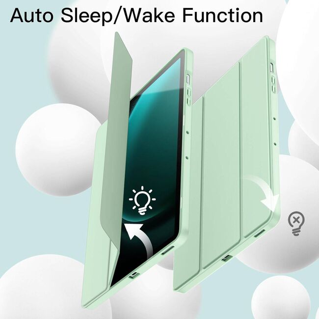Husa pentru Samsung Galaxy Tab S10 Ultra / S9 Ultra 14.6 inch Soft Shell UltraSlim tip stand, functie sleep/wake-up si slot pentru S-Pen, verde deschis