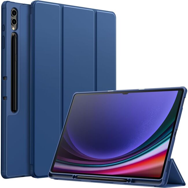 Husa pentru Samsung Galaxy Tab S10 Ultra / S9 Ultra 14.6 inch Soft Shell UltraSlim tip stand, functie sleep/wake-up si slot pentru S-Pen, navy blue