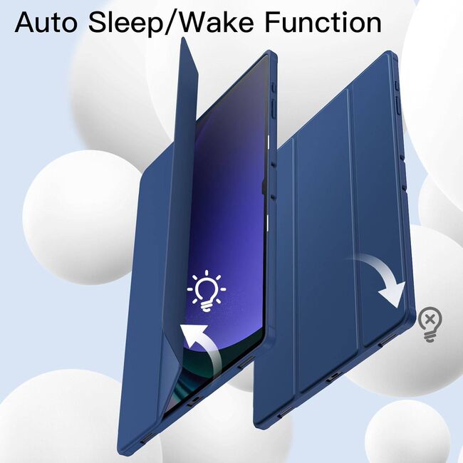 Husa pentru Samsung Galaxy Tab S10 Ultra / S9 Ultra 14.6 inch Soft Shell UltraSlim tip stand, functie sleep/wake-up si slot pentru S-Pen, navy blue