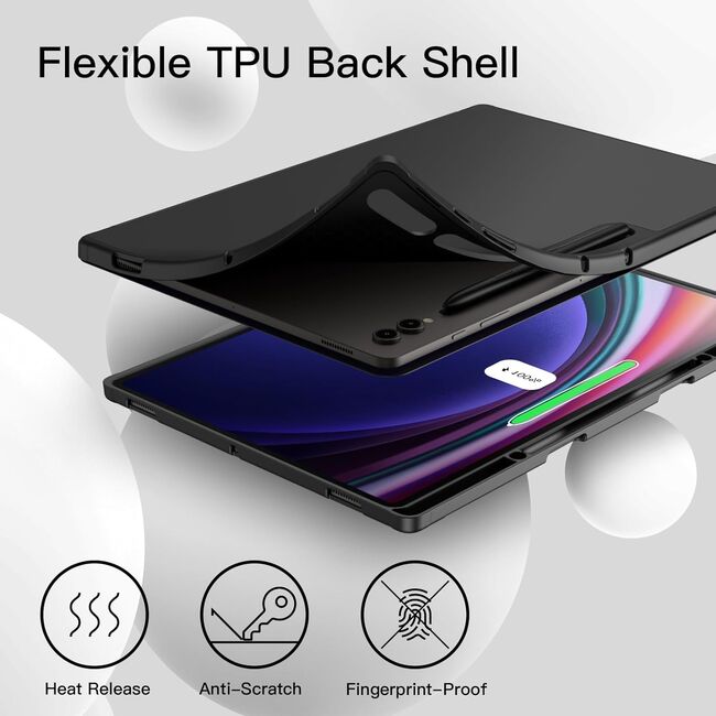 Husa pentru Samsung Galaxy Tab S8 Ultra 14.6 inch Soft Shell UltraSlim tip stand, functie sleep/wake-up si slot pentru S-Pen, negru