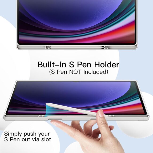 Husa pentru Samsung Galaxy Tab S10 Ultra / S9 Ultra 14.6 inch Soft Shell UltraSlim tip stand, functie sleep/wake-up si slot pentru S-Pen, grey