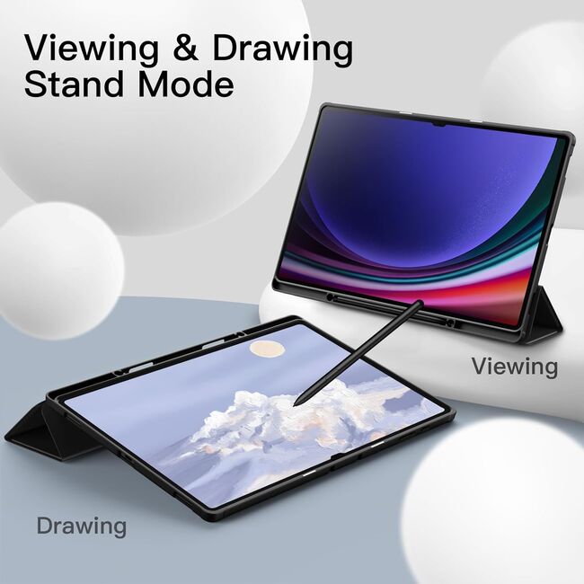 Husa pentru Samsung Galaxy Tab S8 Ultra 14.6 inch Soft Shell UltraSlim tip stand, functie sleep/wake-up si slot pentru S-Pen, negru