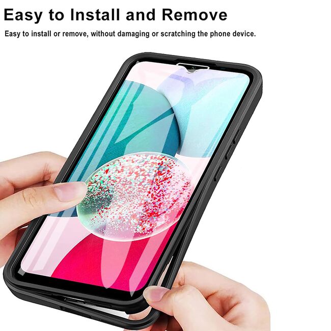 Pachet 360: Husa cu folie integrata pentru Samsung Galaxy A14 Cover360 fata / spate - roz