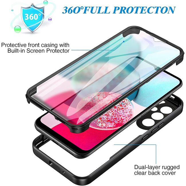 Pachet 360: Husa cu folie integrata pentru Samsung Galaxy A14 Cover360 fata / spate - roz