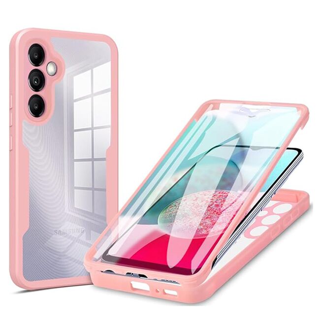 Pachet 360: Husa cu folie integrata pentru Samsung Galaxy A14 Cover360 fata / spate - roz