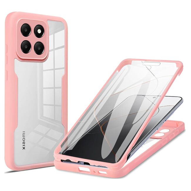 Pachet 360: Husa cu folie integrata pentru Xiaomi 14 Cover360 fata / spate - roz