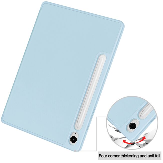 Husa pentru Samsung Galaxy Tab S9, S9 FE, S10 FE Soft Shell UltraSlim tip stand, functie sleep/wake-up si slot pentru S-Pen, sky blue