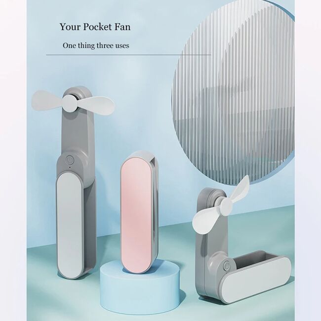 Ventilator portabil birou silentios cu baterie Techsuit TF1, roz