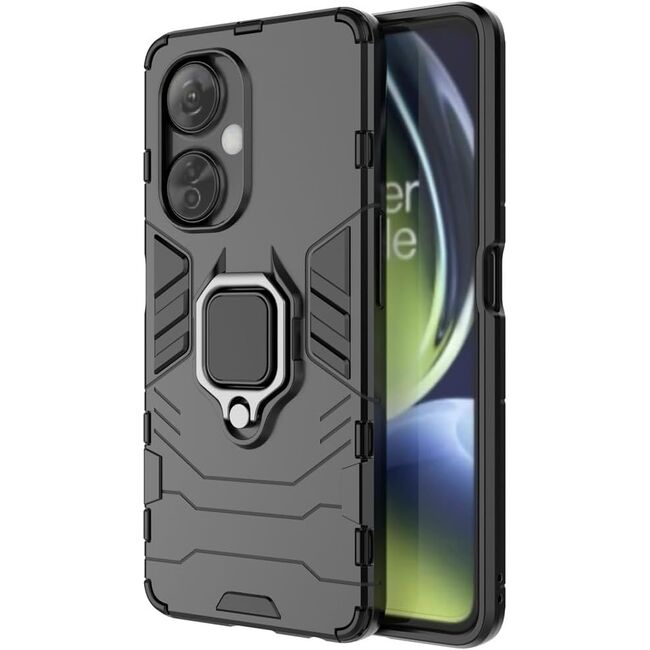 Husa pentru OnePlus Nord CE 3 Lite cu inel Armor Kickstand Tough Rugged Cover, (negru)