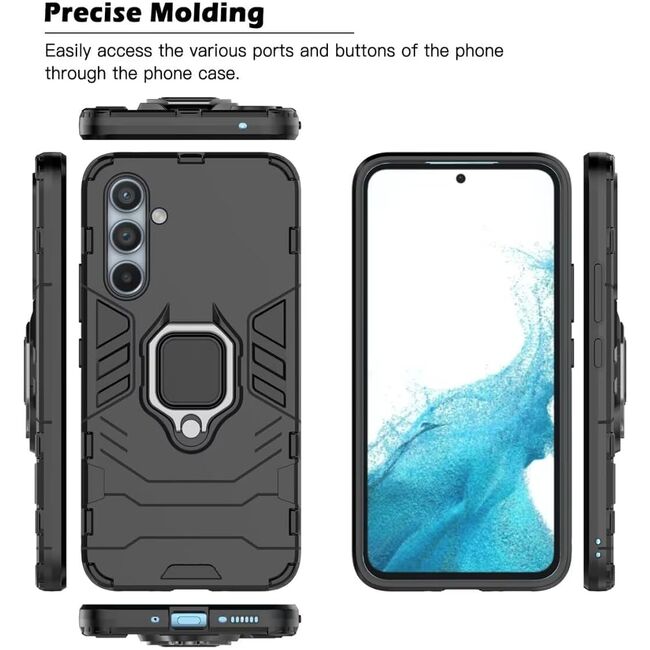 Husa pentru Realme C65 cu inel Armor Kickstand Tough Rugged Cover, negru