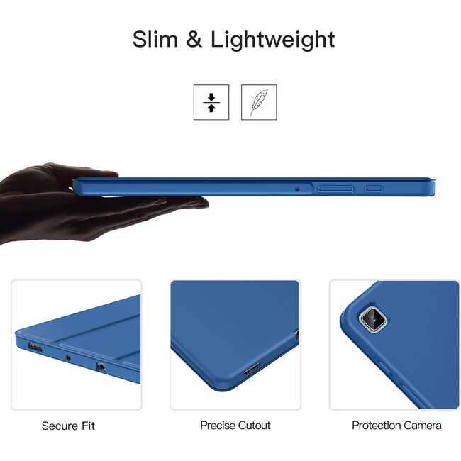 Husa pentru  Samsung Galaxy Tab A9 Plus Soft Shell cu functie wake-up/sleep si compartiment pentru stylus, tip stand - Albastru
