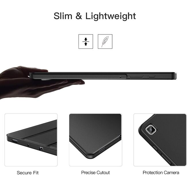 Husa pentru  Samsung Galaxy Tab A9 Plus Soft Shell cu functie wake-up/sleep si compartiment pentru stylus, tip stand - Negru