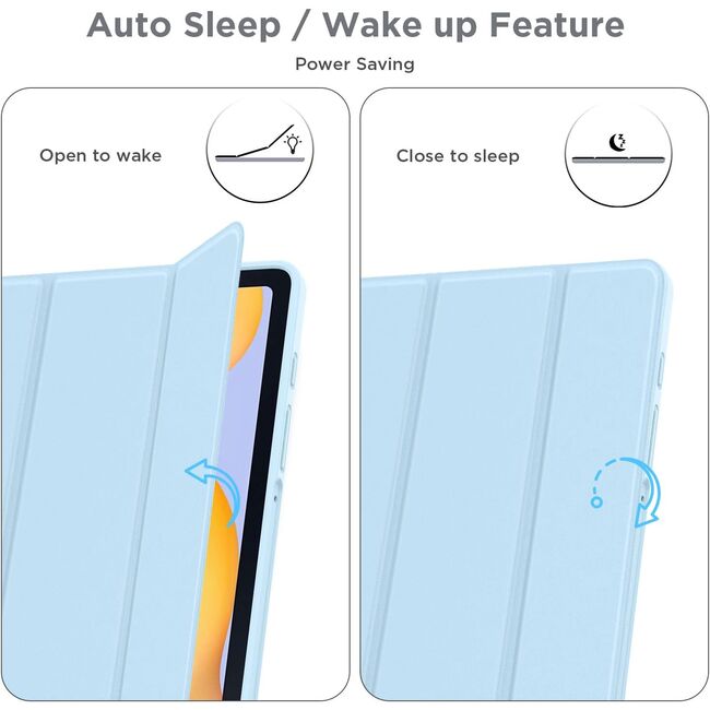 Husa pentru  Samsung Galaxy Tab A9 Plus Soft Shell cu functie wake-up/sleep si compartiment pentru stylus, tip stand - Albastru deschis