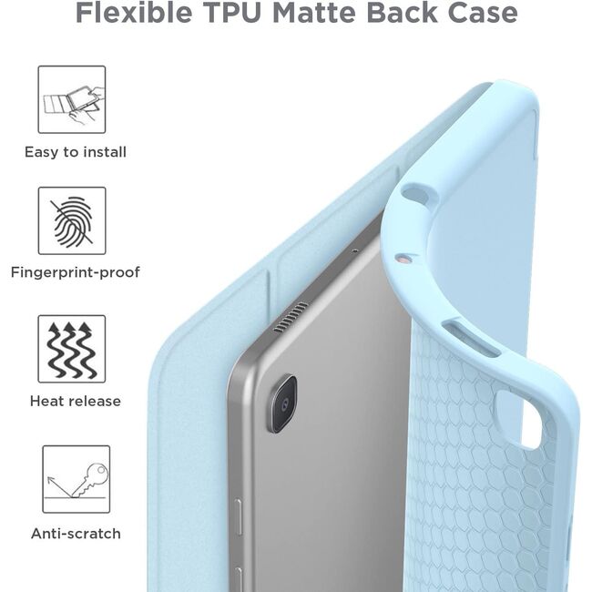 Husa pentru  Samsung Galaxy Tab A9 Plus Soft Shell cu functie wake-up/sleep si compartiment pentru stylus, tip stand - Albastru deschis