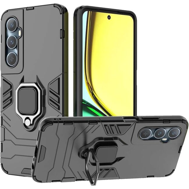 Husa pentru Realme C65 cu inel Armor Kickstand Tough Rugged Cover, negru