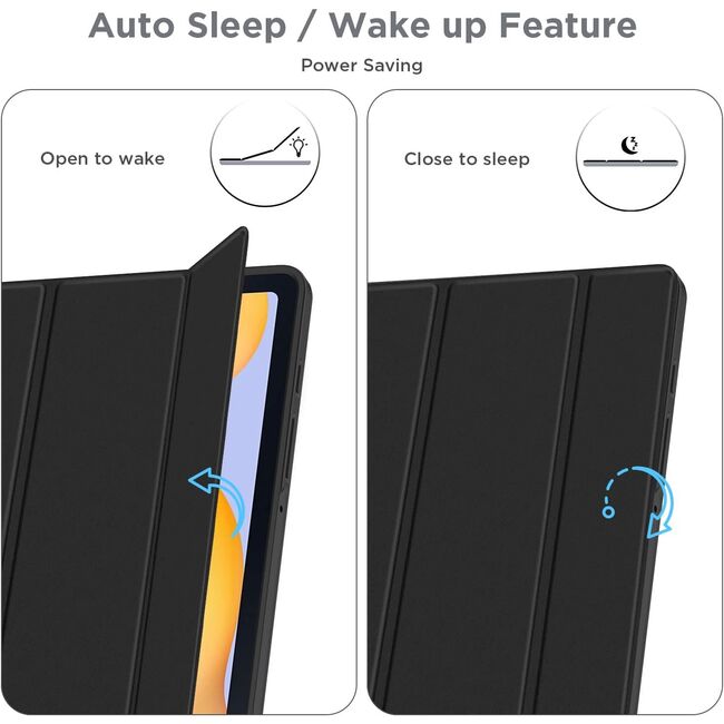 Husa pentru  Samsung Galaxy Tab A9 Plus Soft Shell cu functie wake-up/sleep si compartiment pentru stylus, tip stand - Negru
