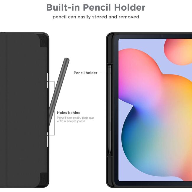 Husa pentru  Samsung Galaxy Tab A9 Plus Soft Shell cu functie wake-up/sleep si compartiment pentru stylus, tip stand - Negru