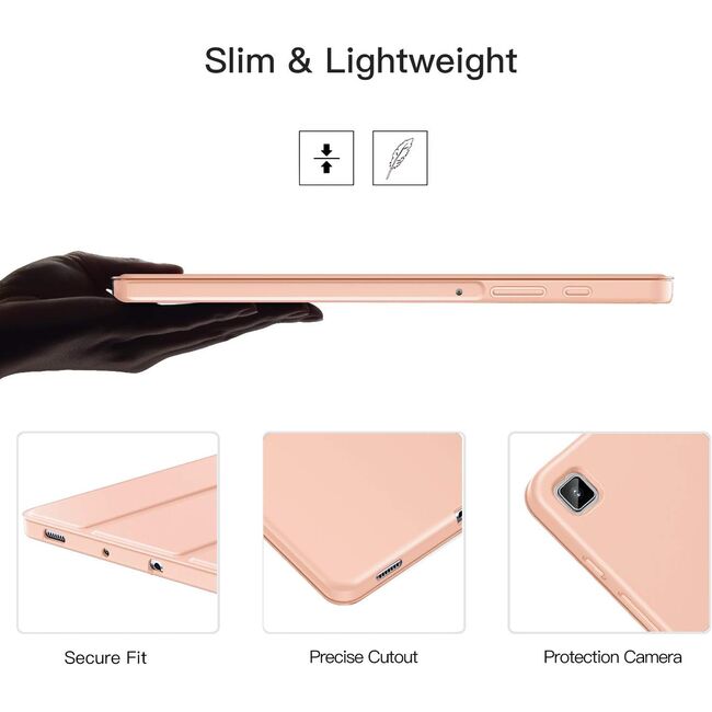 Husa pentru Samsung Galaxy Tab S6 Lite 10.4 inch 2024 / 2022 / 2020 Soft Shell cu functie wake-up/sleep si compartiment pentru S-Pen, tip stand, roz