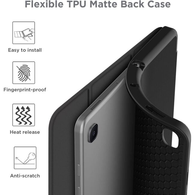 Husa pentru  Samsung Galaxy Tab A9 Plus Soft Shell cu functie wake-up/sleep si compartiment pentru stylus, tip stand - Negru