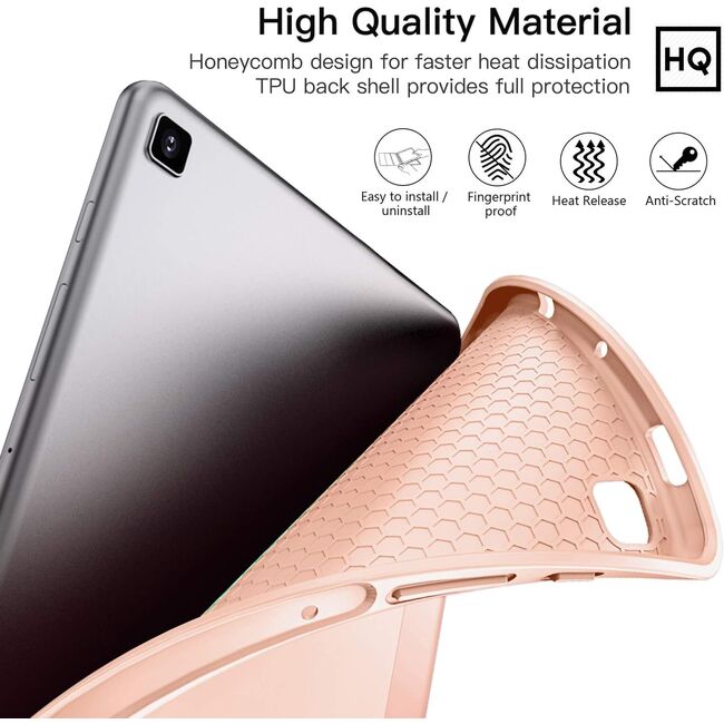 Husa pentru Samsung Galaxy Tab S6 Lite 10.4 inch 2024 / 2022 / 2020 Soft Shell cu functie wake-up/sleep si compartiment pentru S-Pen, tip stand, roz
