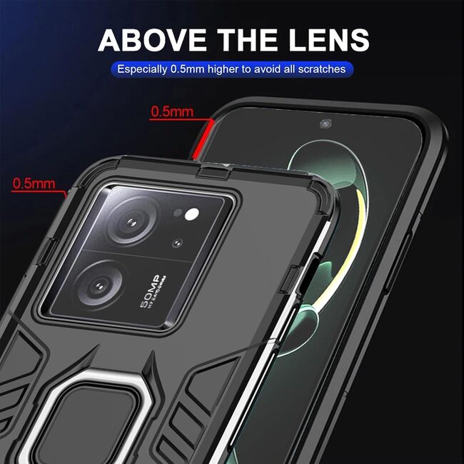 Husa pentru Xiaomi 13T / 13T Pro cu inel Armor Kickstand Tough Rugged Cover, (negru)