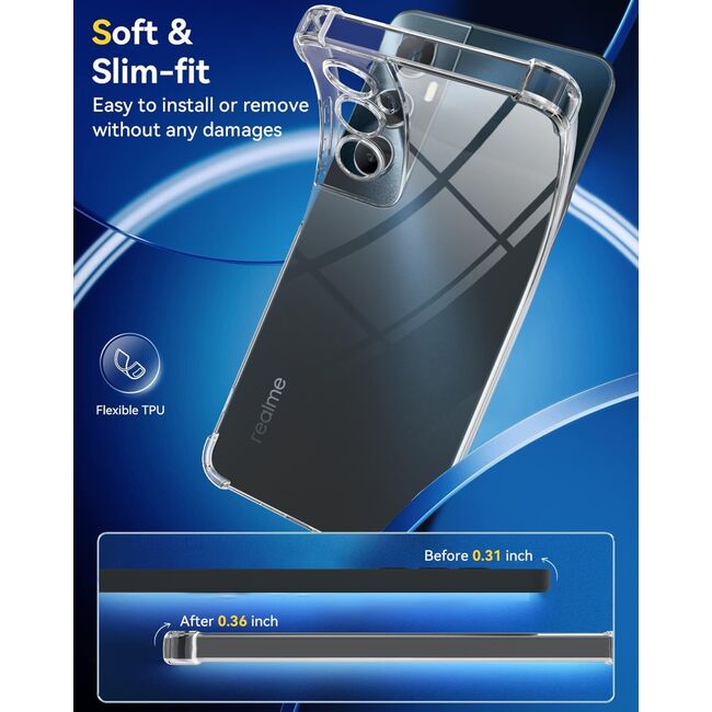 Husa pentru Realme C65 Anti-Shock 1.5mm, reinforced 4 corners, transparent