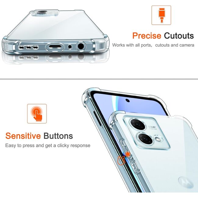 Husa pentru Motorola Moto G84 Anti-Shock 1.5mm, Reinforced 4 corners, transparent